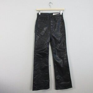 Rag & Bone High Rise Faux Leather Pants Women's 25 Black Ankle Flare Casey 394